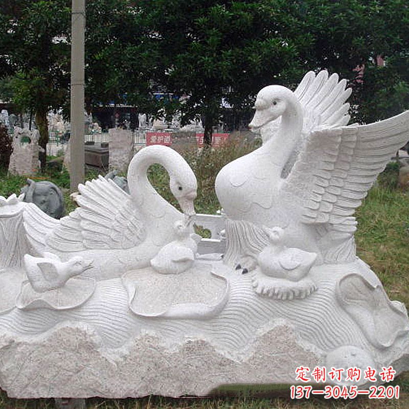 南京大理石天鹅石雕情景景观雕塑