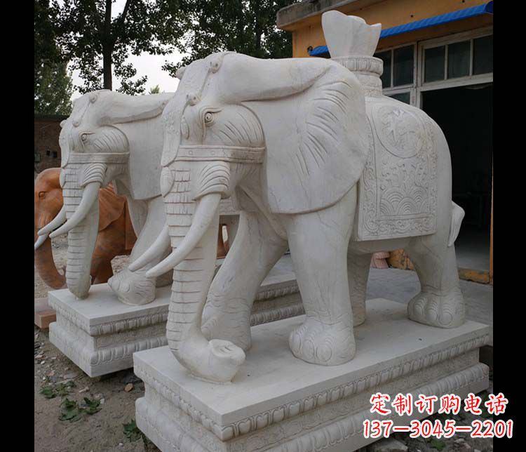 南京大理石大象雕塑,招财进宝