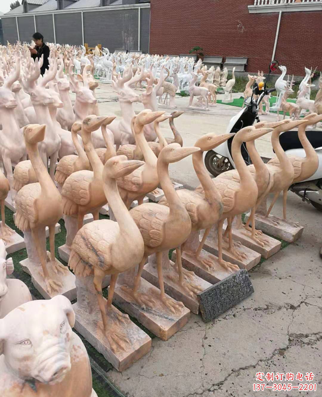 南京丹顶鹤大理石雕塑