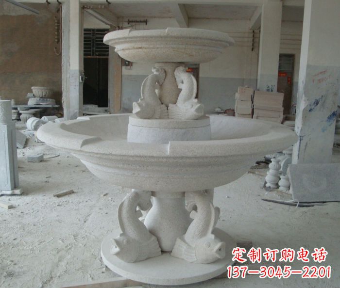 南京高端大理石双层喷泉雕塑