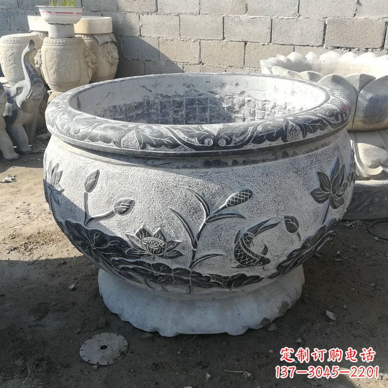 南京大理石园林水缸摆件