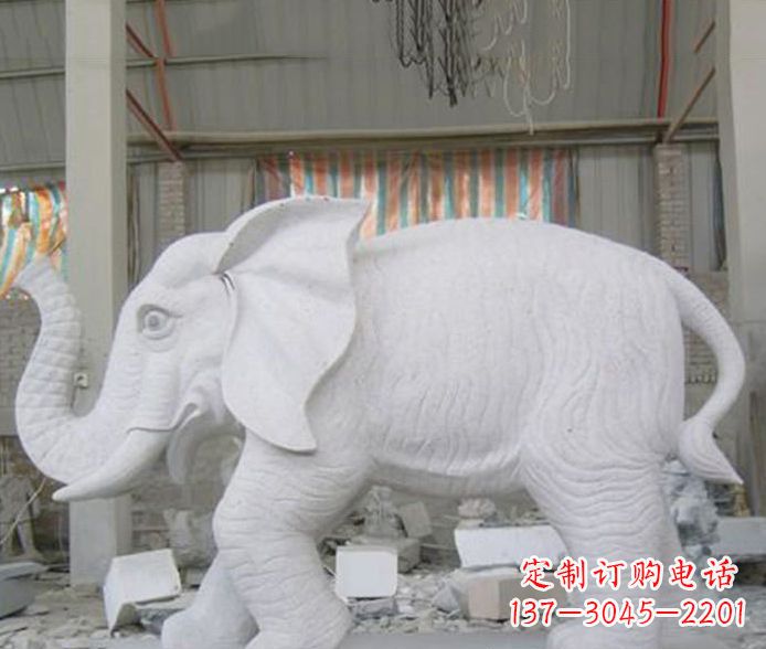 南京象征财富的大理石招财大象雕塑