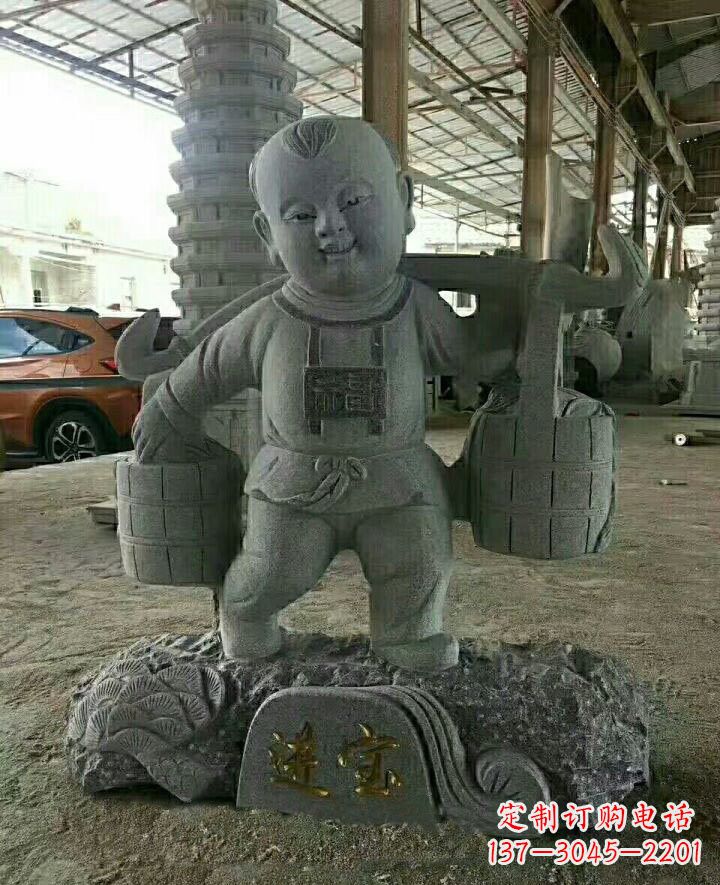 南京大理石招财进宝古代儿童雕塑