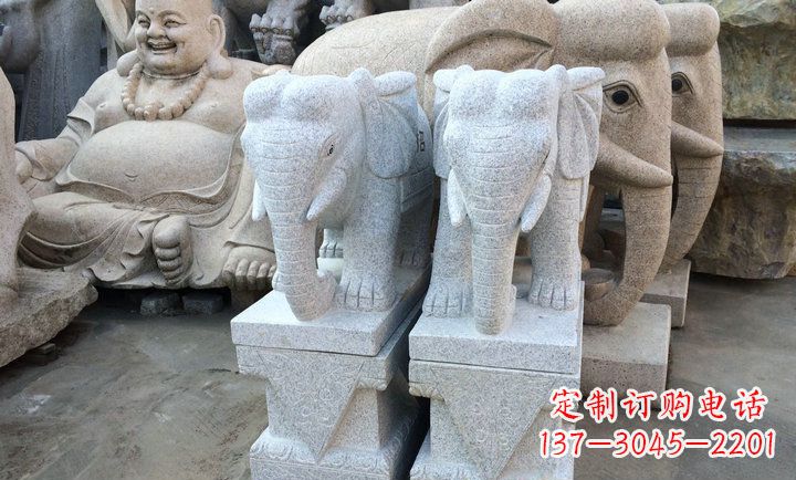 南京大理石大象雕塑 招财进宝