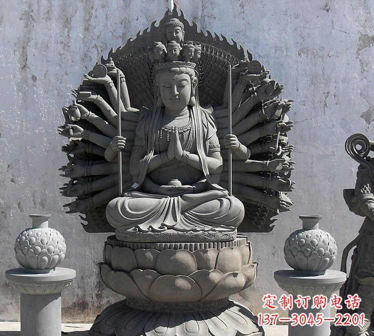 南京宗教庙宇千手观音大理石雕塑