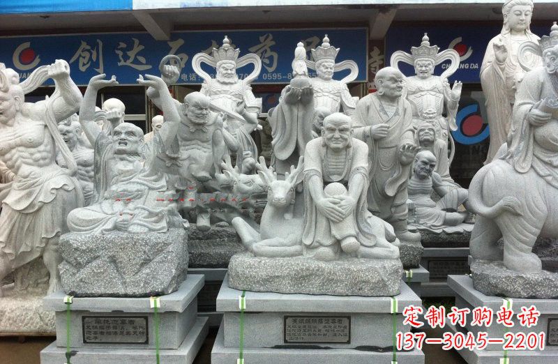 南京大理石坐式罗汉禅修雕塑