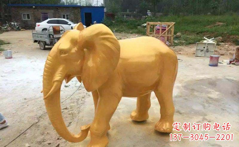 南京精美的大象玻璃钢仿铜雕塑