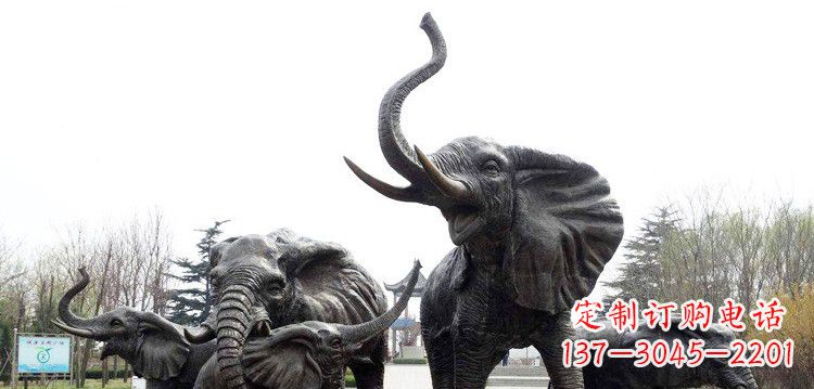 南京浓情大象群铜雕景观