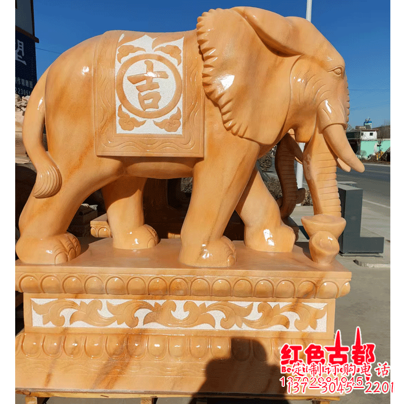 南京大象头影背墙石雕