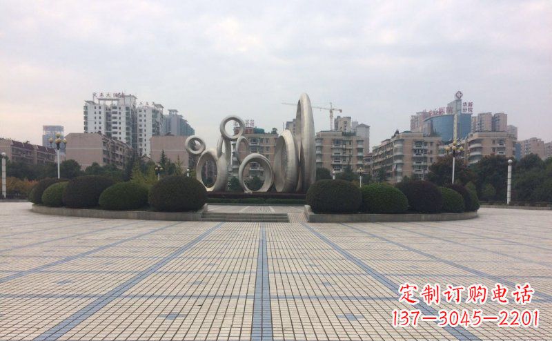 南京大小圆环广场不锈钢雕塑