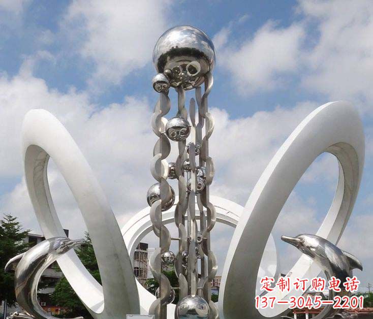 南京精致不锈钢海豚雕塑