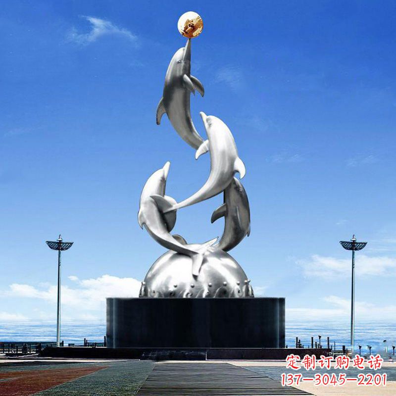 南京引领潮流的不锈钢海豚雕塑