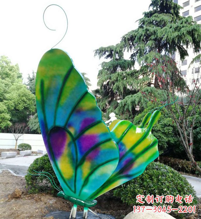 南京大型不锈钢蝴蝶雕塑，仿真昆虫城市广场景观摆件_