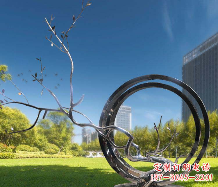 南京超大不锈钢环形景观雕塑