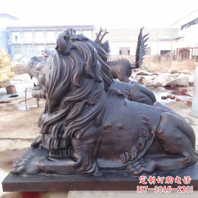 南京大型纯铜港币狮子动物雕塑