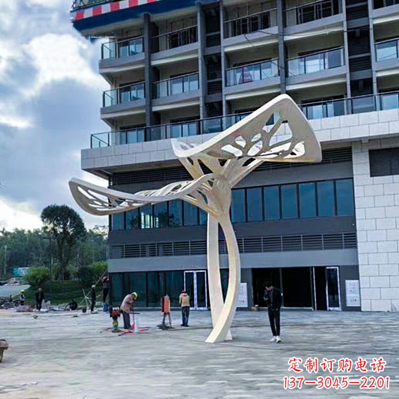 南京不锈钢抽象树叶雕塑