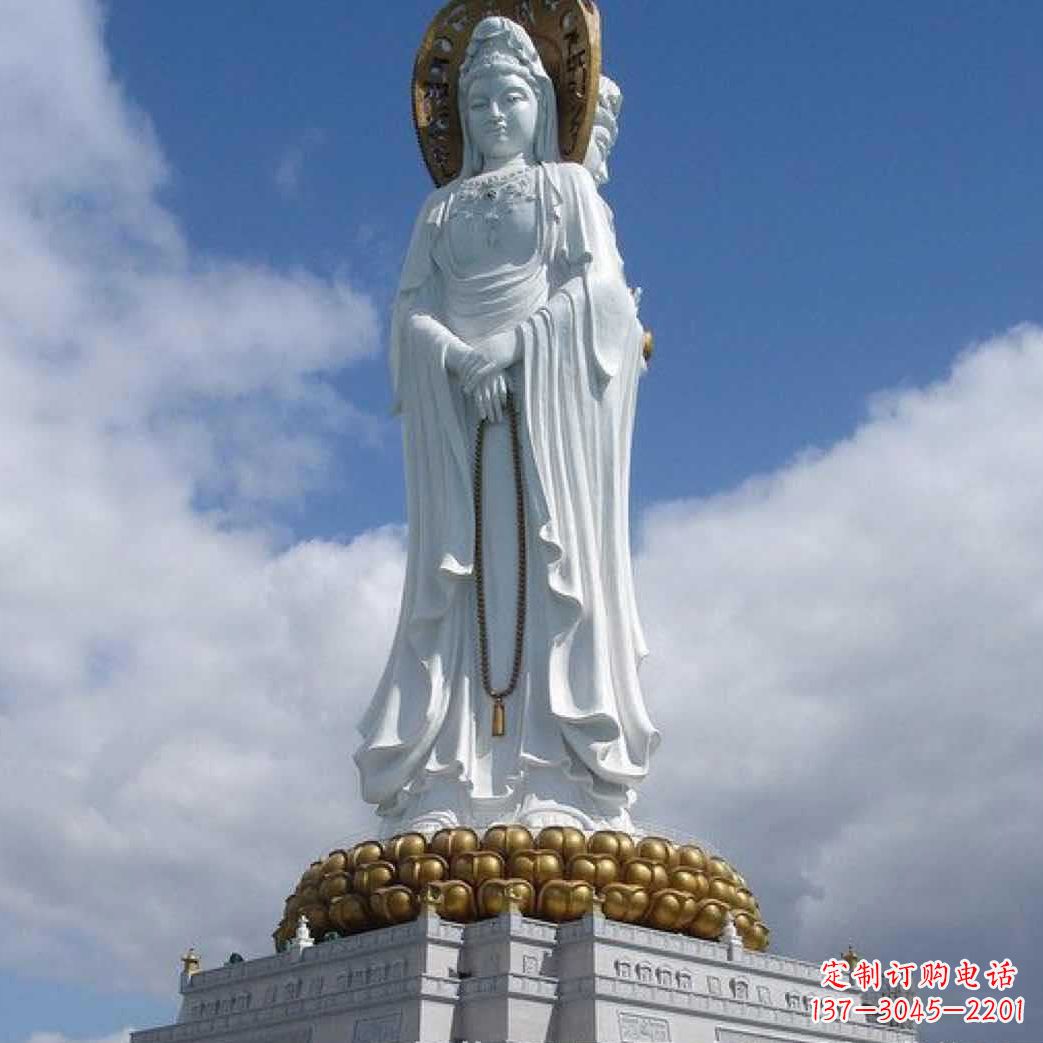 南京大型三面观音菩萨石雕
