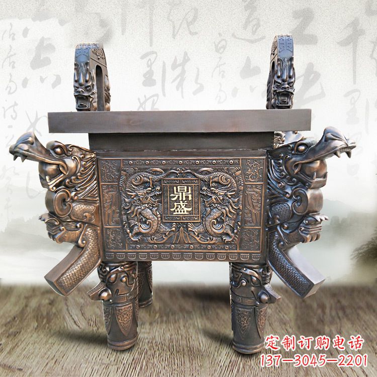 南京典雅双龙四龙铜鼎雕塑