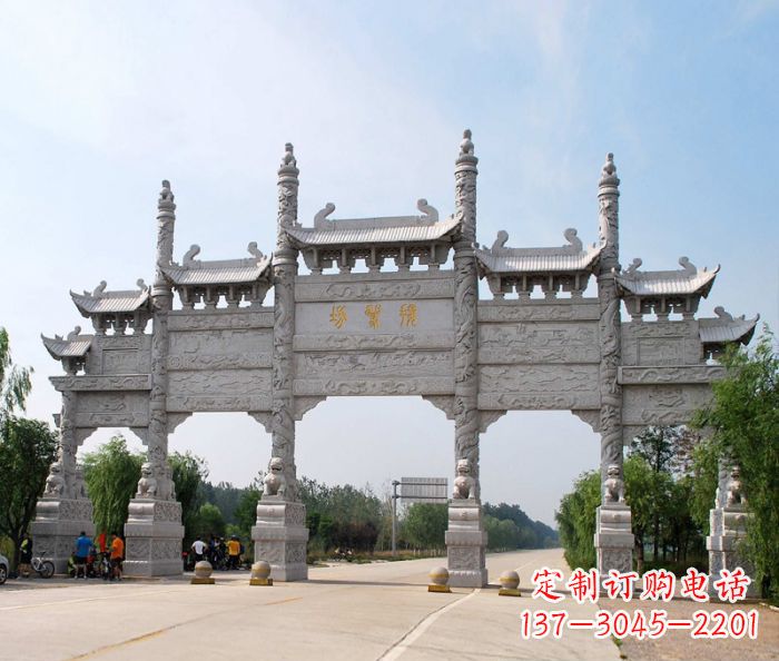 南京大型五门道路石雕牌坊