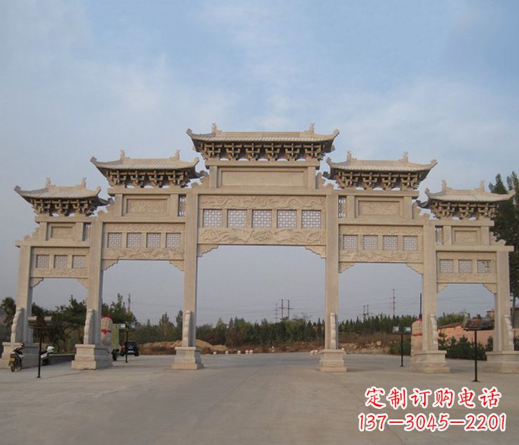 南京大型五门牌坊石雕精美雕塑