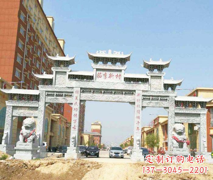 南京大型五门石雕牌楼