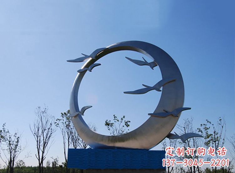南京大雁不锈钢景观标识,公园鸟类创意雕塑