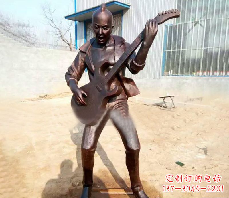 南京精致细腻的铜吉他雕塑