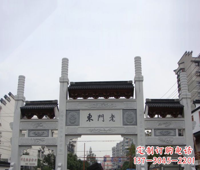 南京精美三门石牌坊雕塑