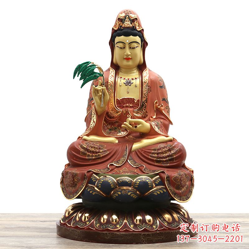 南京精美观音彩绘铜雕雕塑摆件