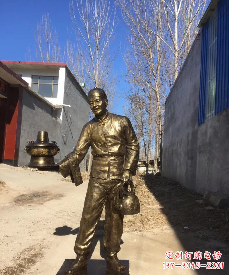 南京店小二铜雕火锅人物定制