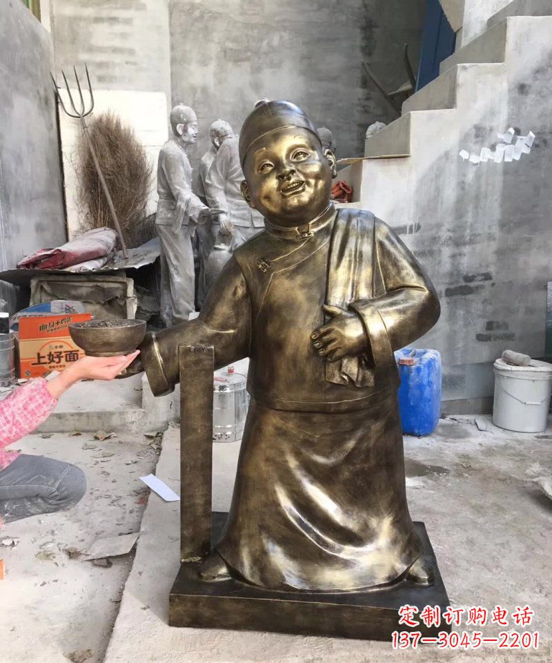 南京店小二铜雕——精美精致的人物雕塑