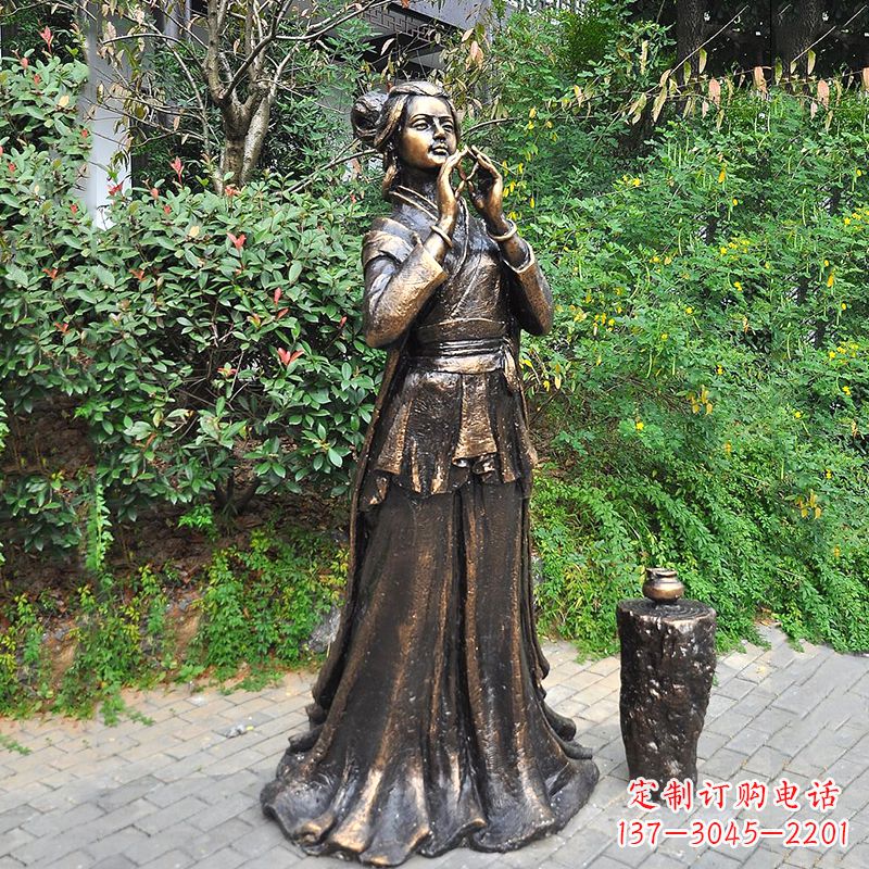 南京貂蝉铜雕塑像-公园古代美女人物雕塑