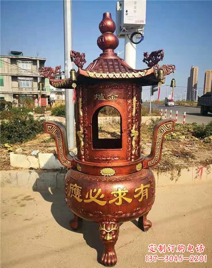 南京杜浦精制铜香炉雕塑