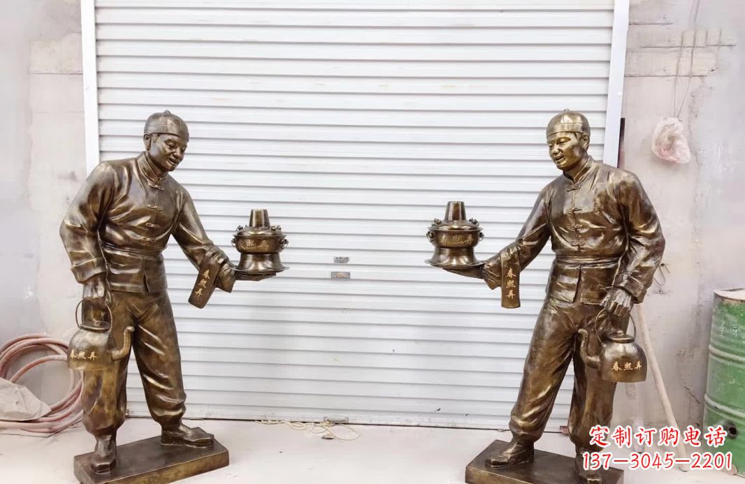 南京端茶店小二铜雕塑