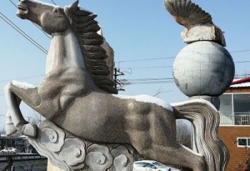 南京大理石马踏祥云石雕