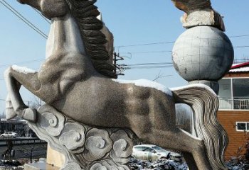 南京大理石马踏祥云雕塑
