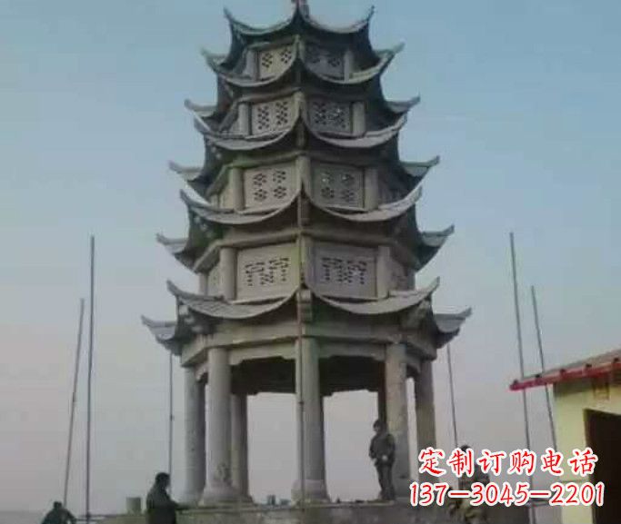 南京多层八角凉亭石雕