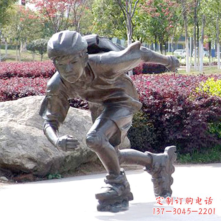 南京精致童话，铜雕刻儿童滑旱冰园人物情景