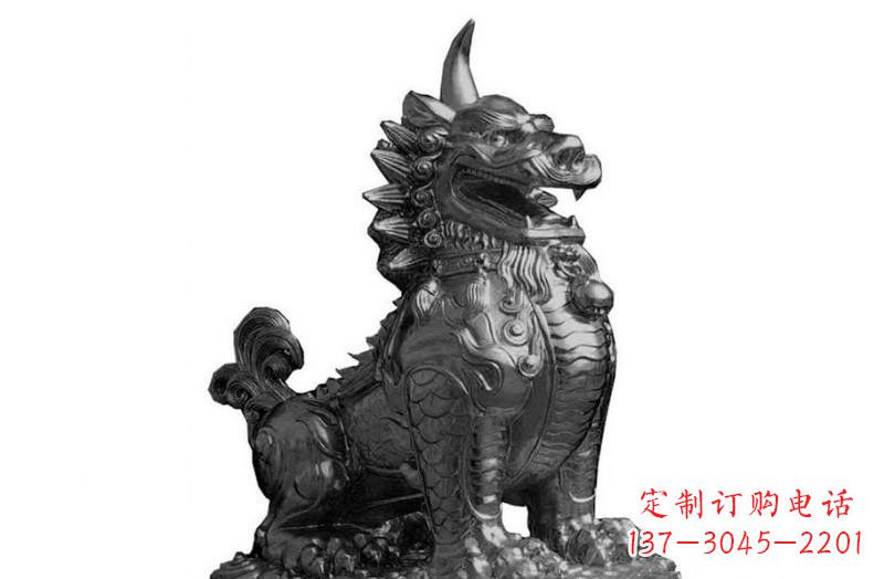 南京法院门口独角兽獬豸铜雕