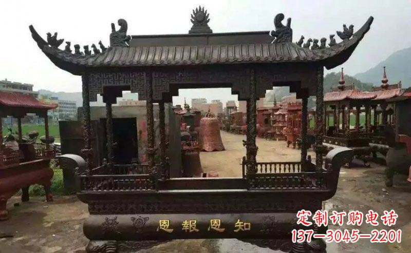 南京方形寺庙香炉铜雕