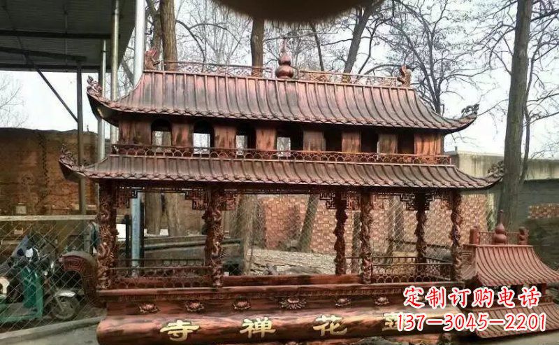 南京方形寺庙香炉铜雕 (5)