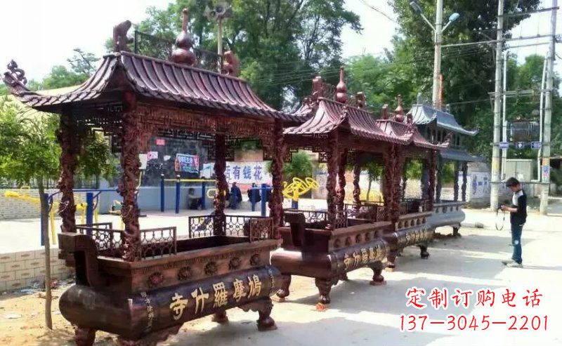 南京方形寺庙香炉铜雕_2