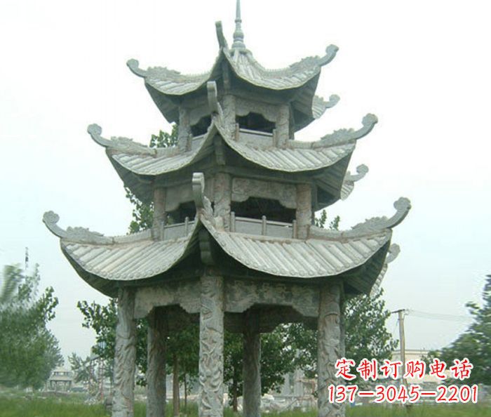南京仿古多层石雕凉亭