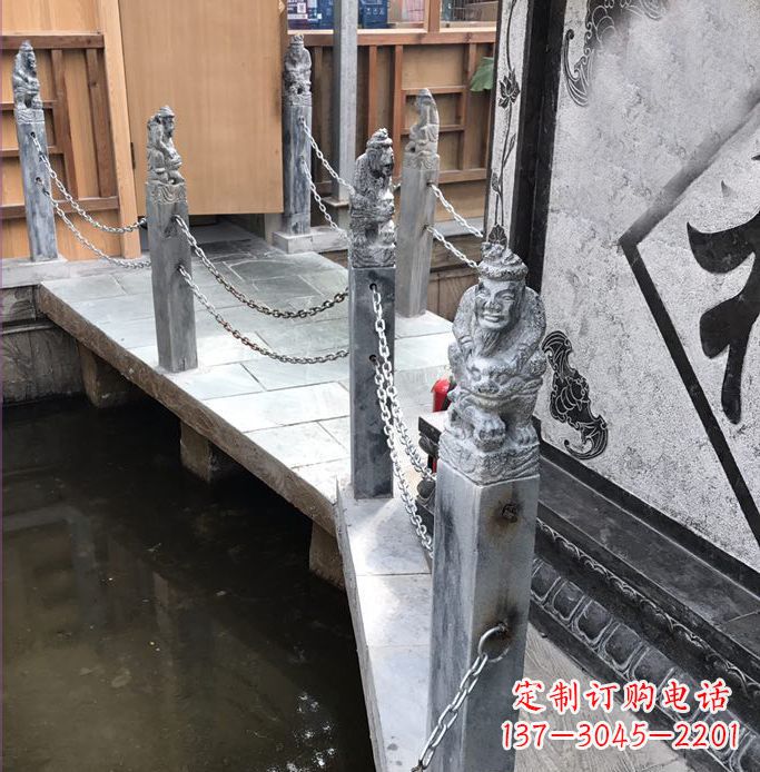 南京仿古胡人拴马柱栏杆公园石雕