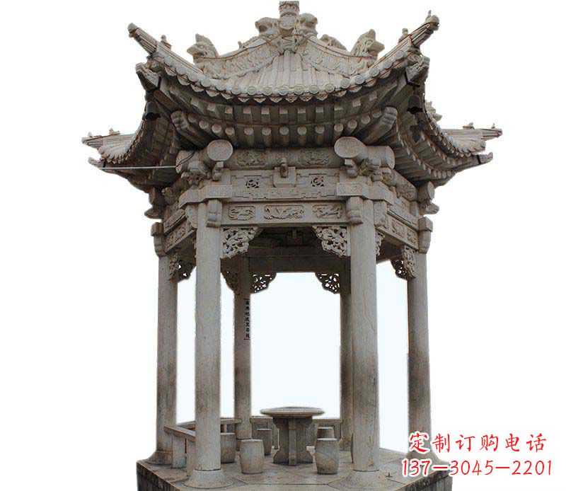 南京仿古六角凉亭石雕
