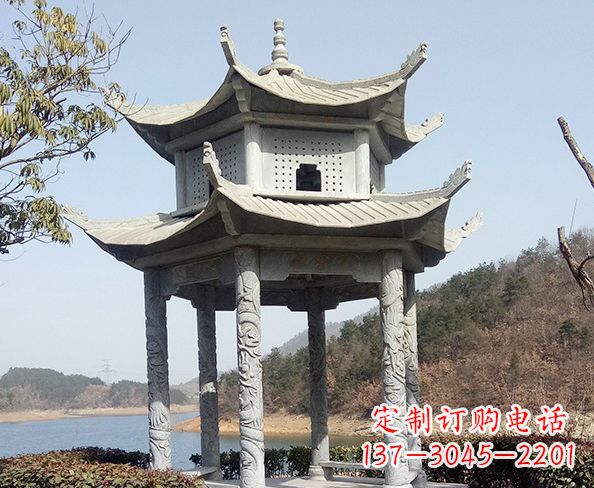 南京仿古六角双层凉亭石雕