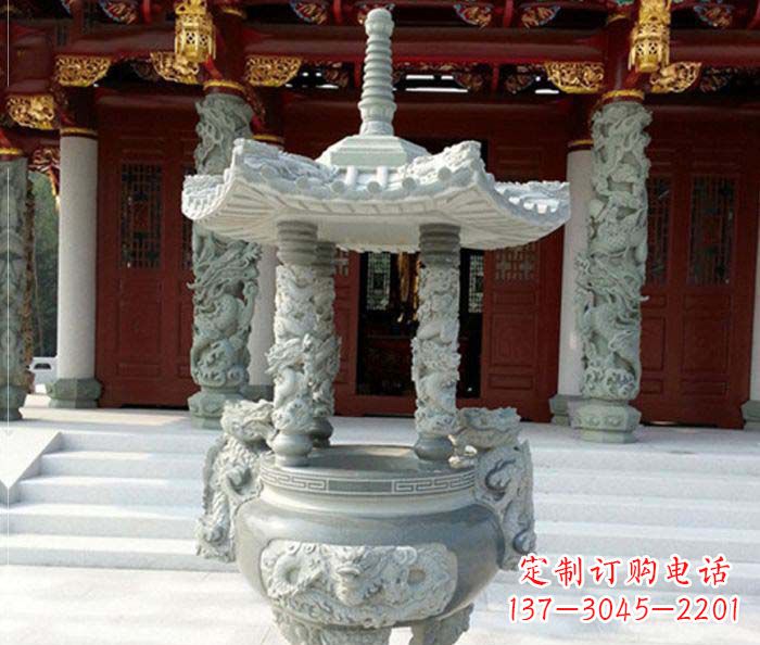南京仿古龙浮雕寺庙石香炉
