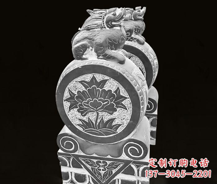 南京传统麒麟雕塑石门墩