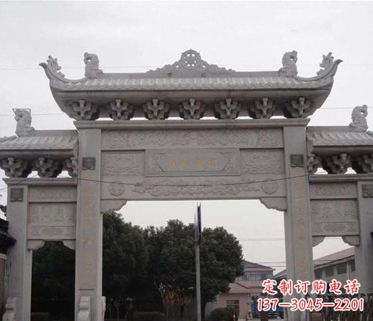 南京仿古三门牌坊石雕 (3)