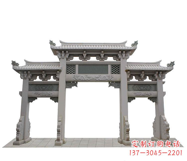 南京精美仿古三门牌坊石雕